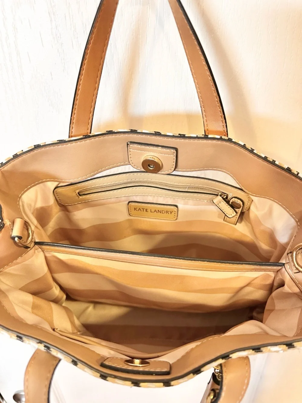 NWOT KATE LANDRY Gold, Black & White Shoulder/Crossbody Bag